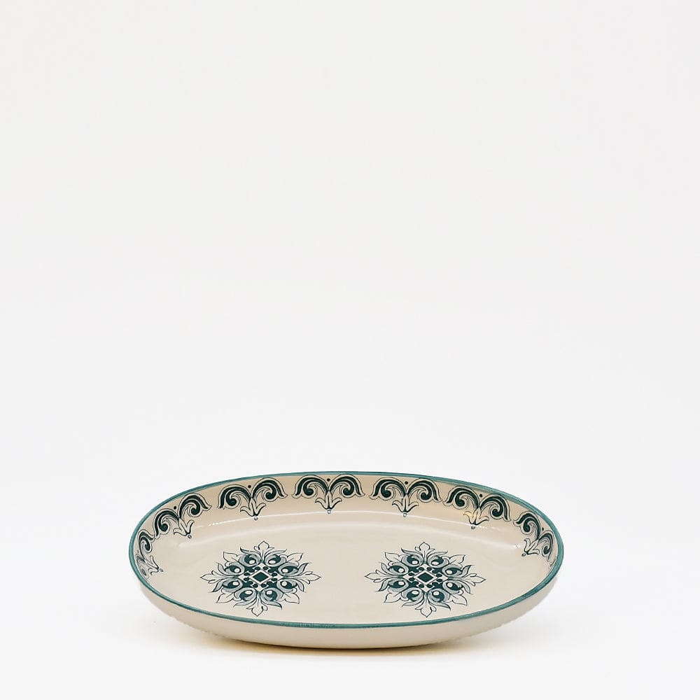 Plat ovale en céramique motifs Azulejos 19cm vert Plat ovale en céramique "Brasão" 19cm - Vert