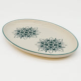 Plat ovale en céramique vert motifs Azulejos 26cm  Plat ovale en céramique "Brasão" 26cm - Vert