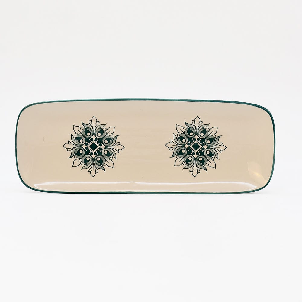 Plat rectangulaire en céramique motifs Azulejos verts 22cm Plat en céramique "Brasão" 22cm - Vert