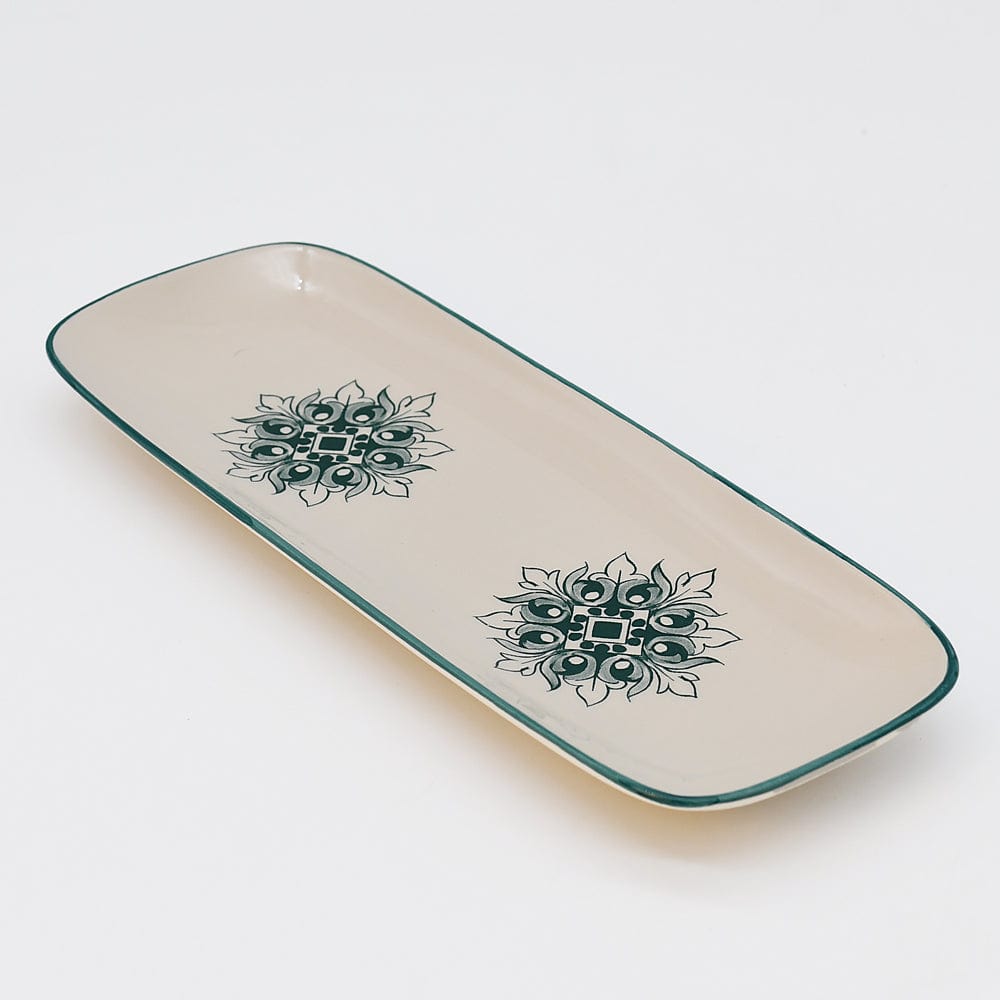 Plat rectangulaire en céramique motifs Azulejos verts 22cm Plat en céramique "Brasão" 22cm - Vert