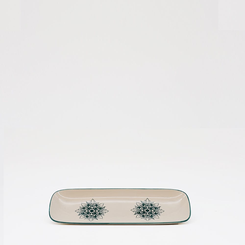 Plat rectangulaire en céramique motifs Azulejos verts 22cm Plat en céramique "Brasão" 22cm - Vert