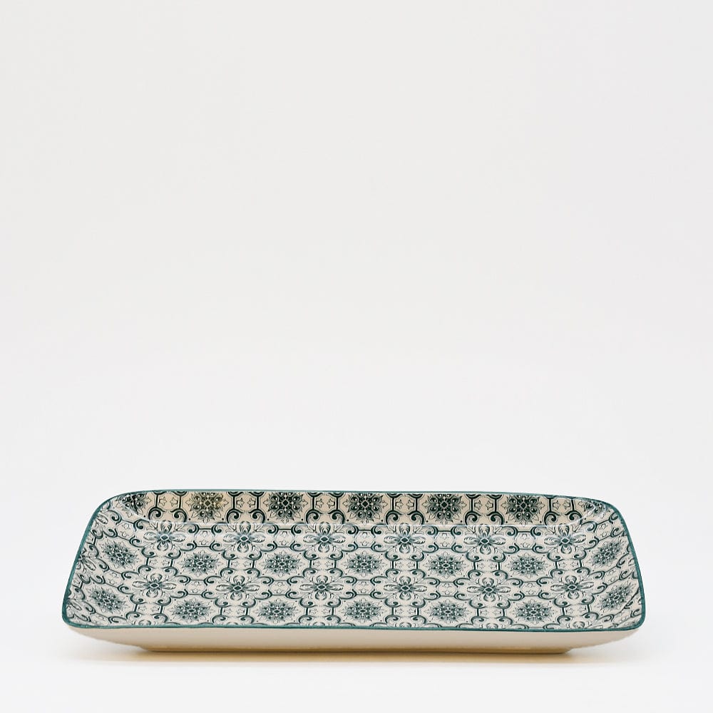 Plat rectangulaire en céramique motifs azulejos verts et blancs Plat en céramique "Padrão" - Vert