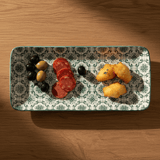 Plat rectangulaire en céramique motifs azulejos verts et blancs Plat en céramique "Padrão" - Vert