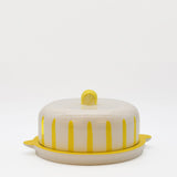 Plateau à fromage ou gâteau en céramique à rayures jaunes Costa Nova Plateau à fromage ou gateau "Costa Nova Mar" - Jaune