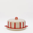 Plateau à fromage ou gâteau en céramique à rayures rouges Costa Nova Plateau à fromage ou gateau "Costa Nova Mar" - Rouge