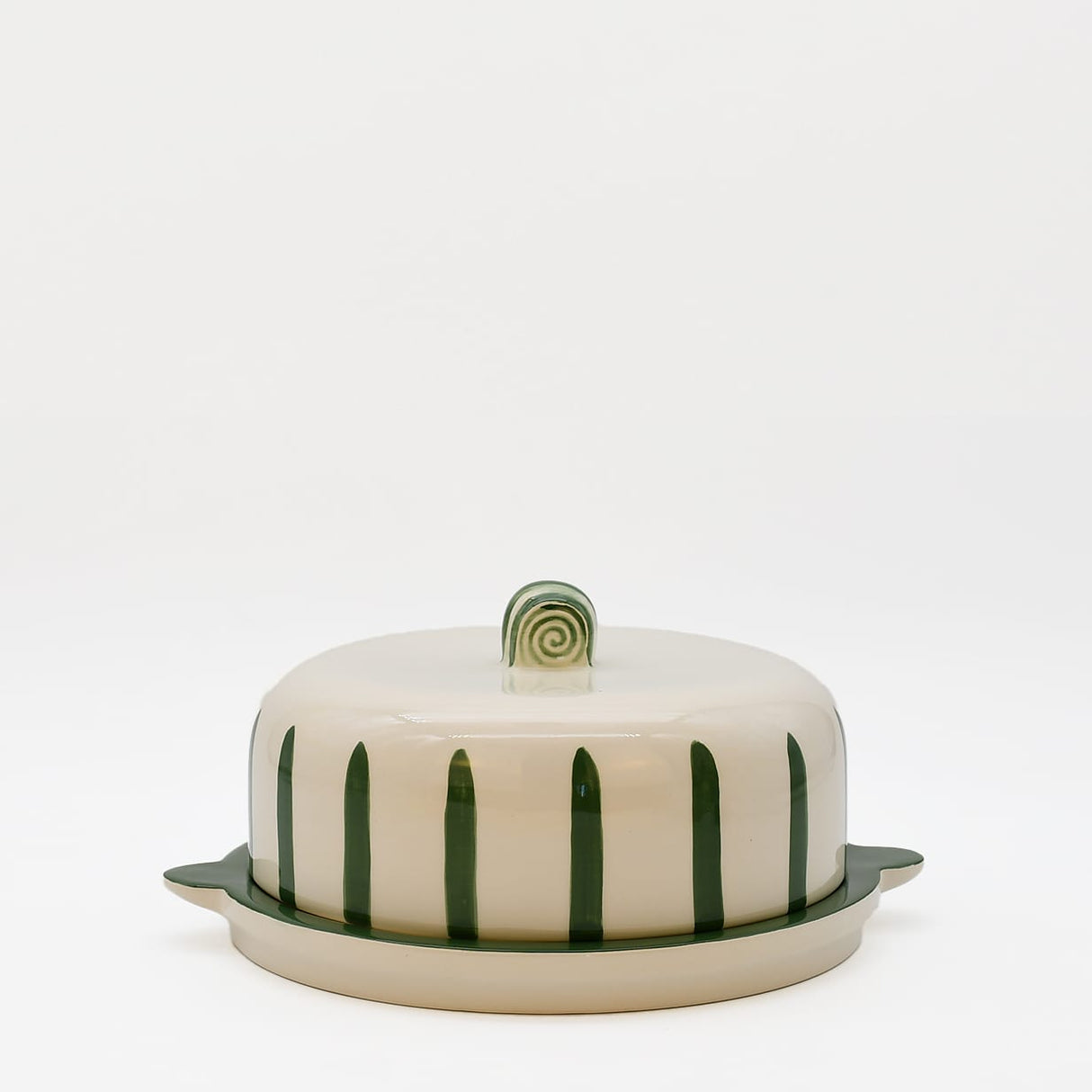 Plateau à fromage ou gâteau en céramique à rayures vertes Costa Nova Plateau à fromage ou gateau "Costa Nova Mar" - Vert