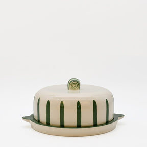 Plateau à fromage ou gâteau en céramique à rayures vertes Costa Nova Plateau à fromage ou gateau "Costa Nova Mar" - Vert