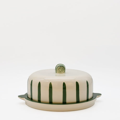 Plateau à fromage ou gâteau en céramique à rayures vertes Costa Nova Plateau à fromage ou gateau "Costa Nova Mar" - Vert