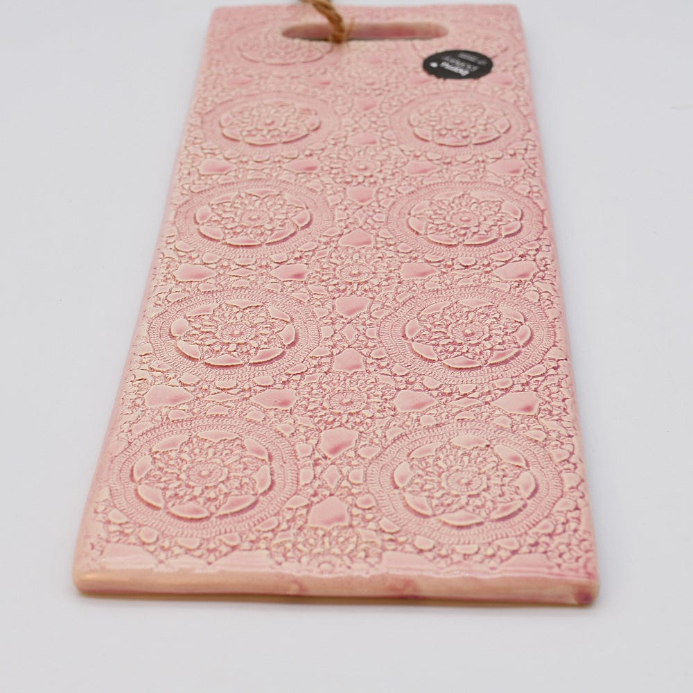 Plateau en céramique rose I Motifs dentelles portugaises Plateau de service "Renda"  - Rose