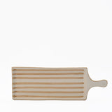 Plateau rectangulaire en céramique moka et blanc Plateau rayé "Costa Nova Mar" - Moka
