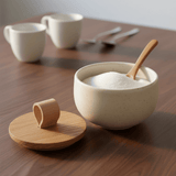 Pot à sel et cuillère en grès Pacifica beige Pot à sucre et cuillère en grès "Pacifica“ - Beige