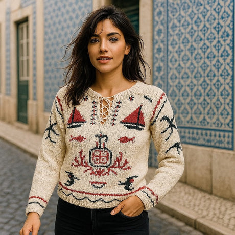 Pull-over portugais traditionnel Poveira Blanc Pull-over Poveira - Blanc