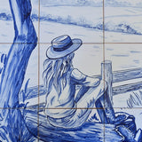Réplique fidèle d’une fresque d’azulejos portugais du XVIIIᵉ siècle Fresque d'azulejos 90x60cm
