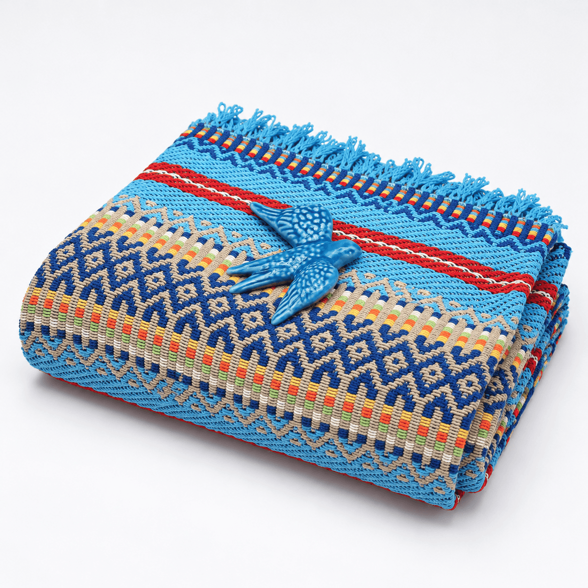 Sac cadeau I Plaid traditionnel turquoise et hirondelle assortie Sac cadeau I Plaid traditionnel turquoise et hirondelle assortie