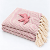 Sac cadeau - Plaid à chevrons rose et hirondelle assortie Sac cadeau - Plaid à chevrons rose et hirondelle assortie