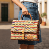 Sac cartable en jonc I Multicolore I Produit du Portugal Sac cartable en jonc 25cm - Multicolore