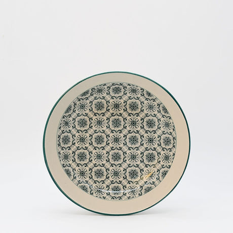 Saladier bas en céramique motifs azulejos verts et blancs Saladier en céramique "Padrão" - Vert