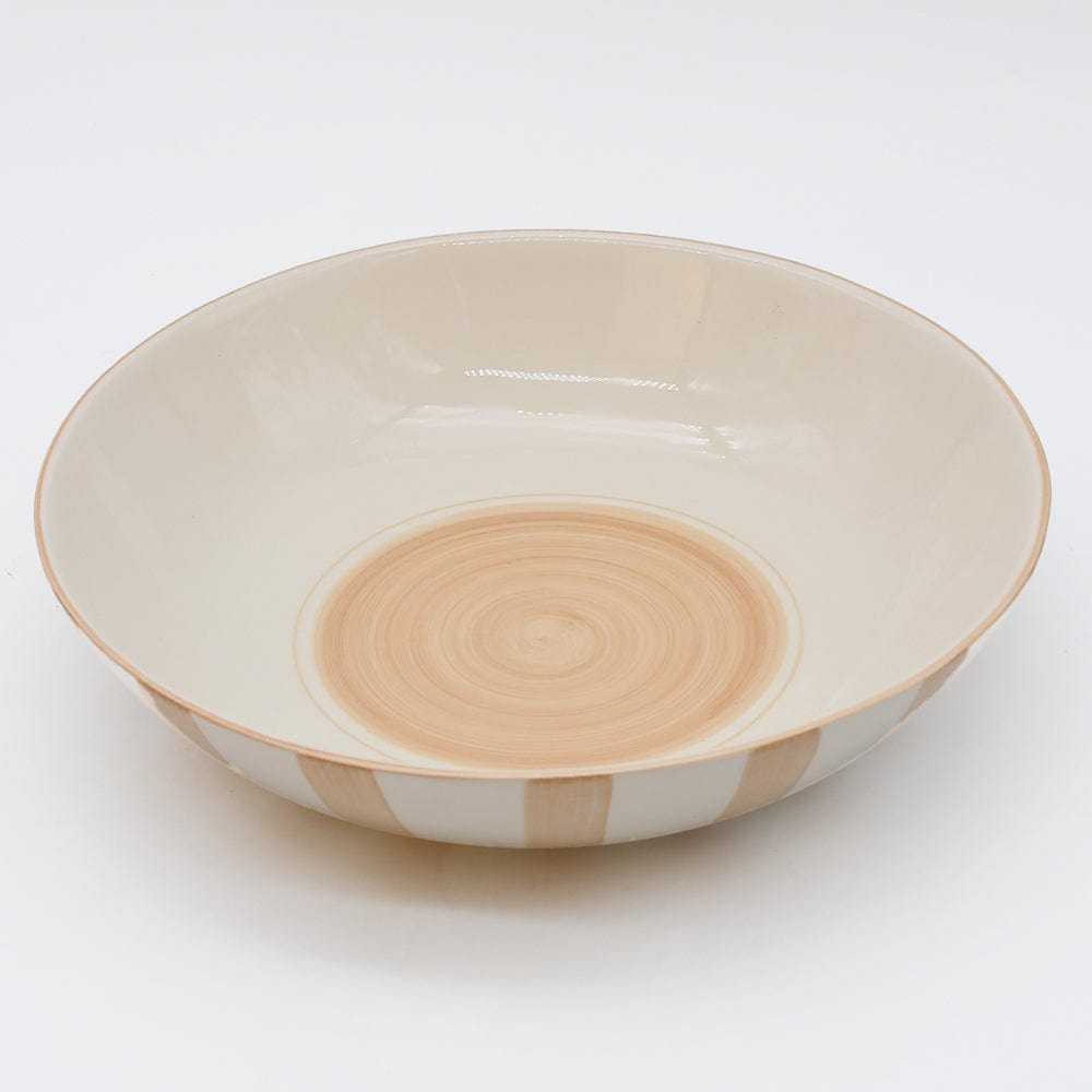 Saladier en porcelaine rayé moka et blanc Saladier rayé "Costa Nova Mar" 25cm - Moka