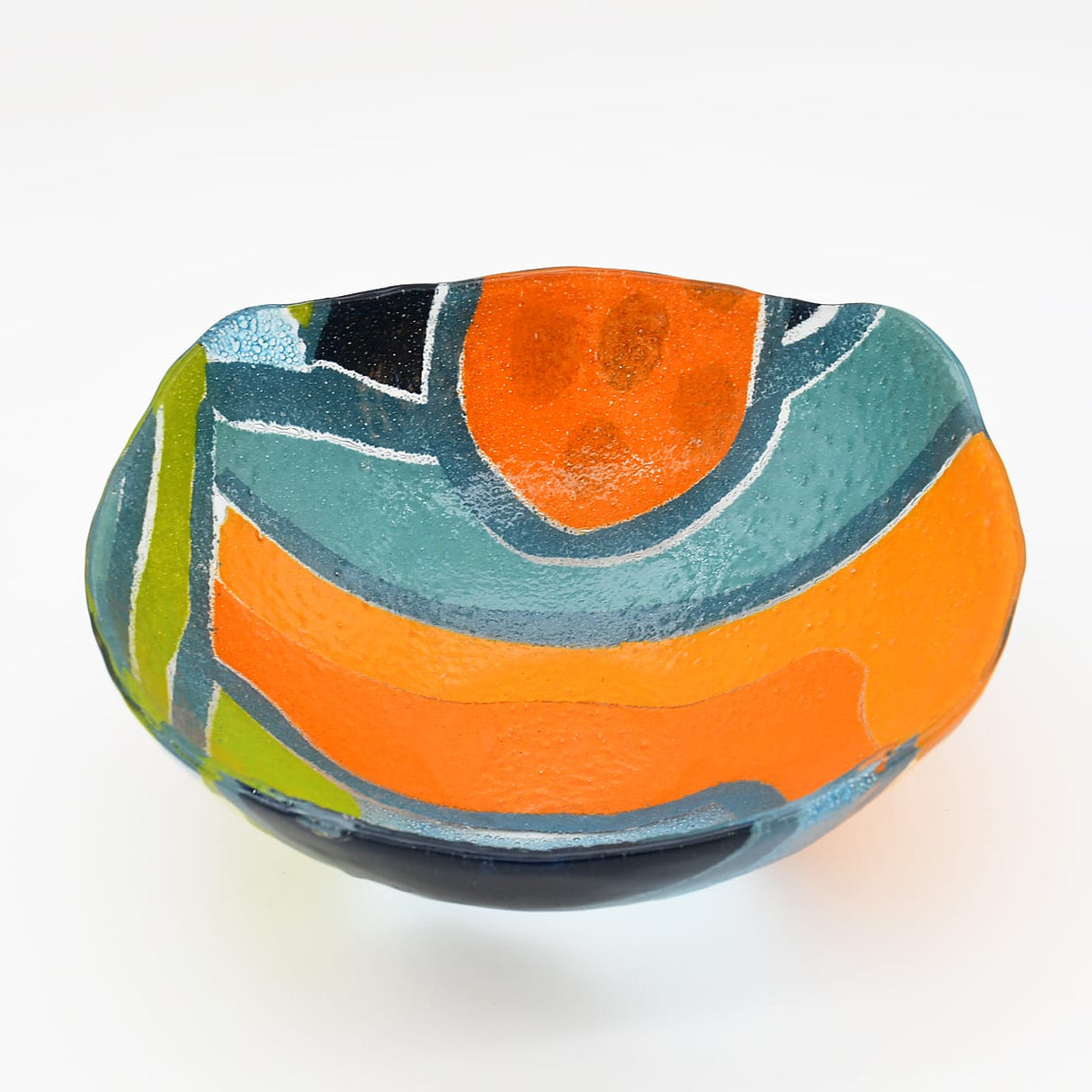 Saladier en verre fusionné - Design abstrait | Portugal Saladier en verre "Marinha Grande" - 28cm