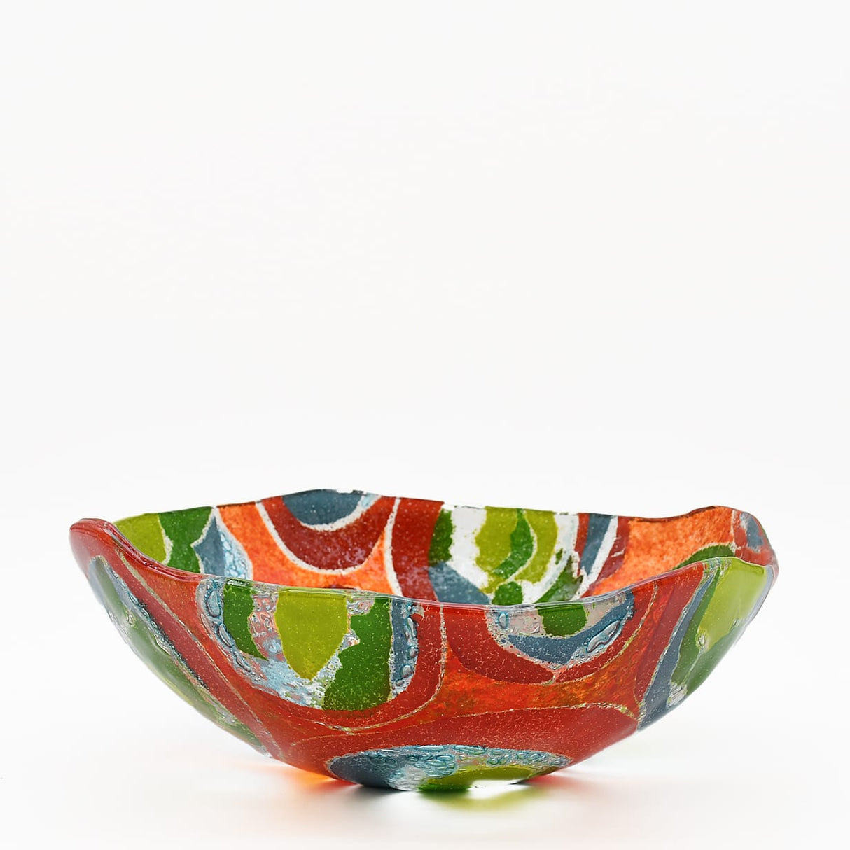 Saladier en verre fusionné - Design abstrait | Portugal Saladier en verre "Marinha Grande" - 28cm