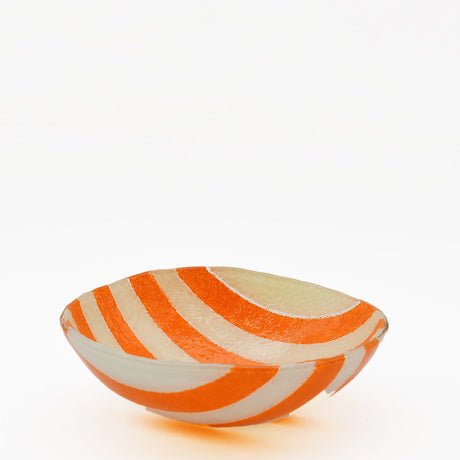 Saladier en verre rayé orange & blanc I Artisanat portugais Saladier en verre "Marinha Grande" - Orange