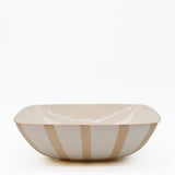 Saladier rayé moka et blanc I Vaisselle du Portugal en ligne Saladier rayé "Costa Nova Mar" 28cm - Moka