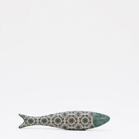 Sardine décorative en céramique verte motifs portugais Azulejos Sardine décorative en céramique "Padrão" - Verte