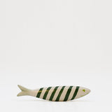 Sardine décorative souriante en céramique portugaise rayée blanc et orange Sardine souriante en céramique - Verte