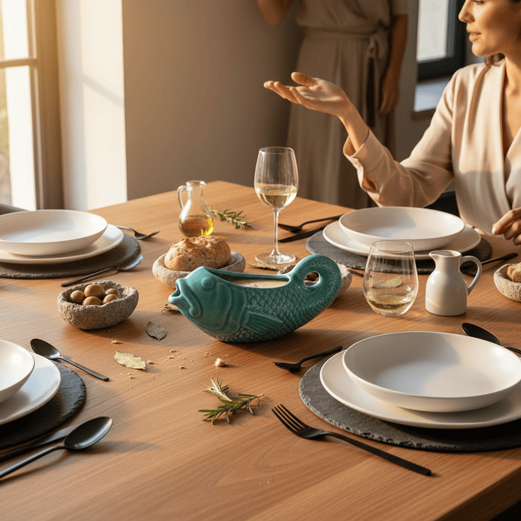 Saucière turquoise en céramique en forme de poisson Saucière en céramique en forme de Poisson - Turquoise