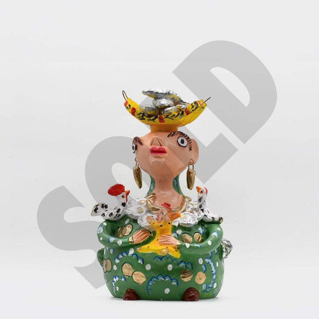 Statuette Boneca aos passarinhos I Julia Cota I Artiste portugaise Boneca Barriguda 30cm - Jùlia Côta