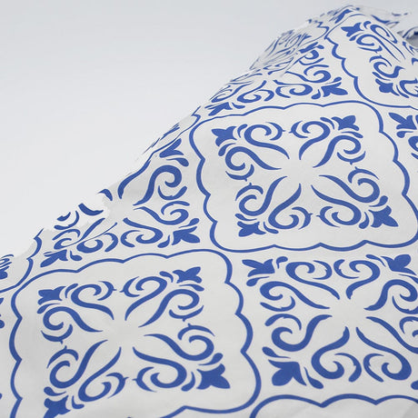 Tapis artisanal portugais noir Housse d'oreiller "Azulejos" - Bleu & Blanc