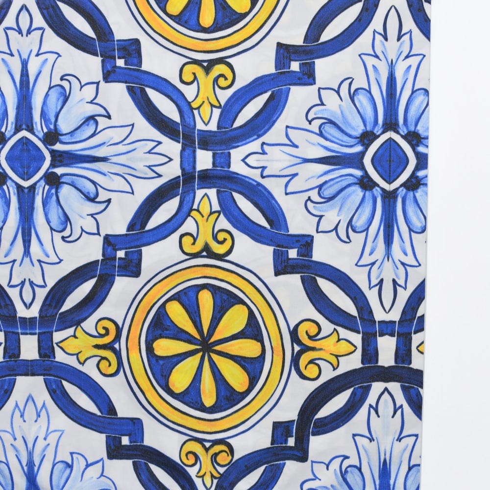 Tapis artisanal portugais noir Housse de couette "Azulejos" - Bleu & Jaune