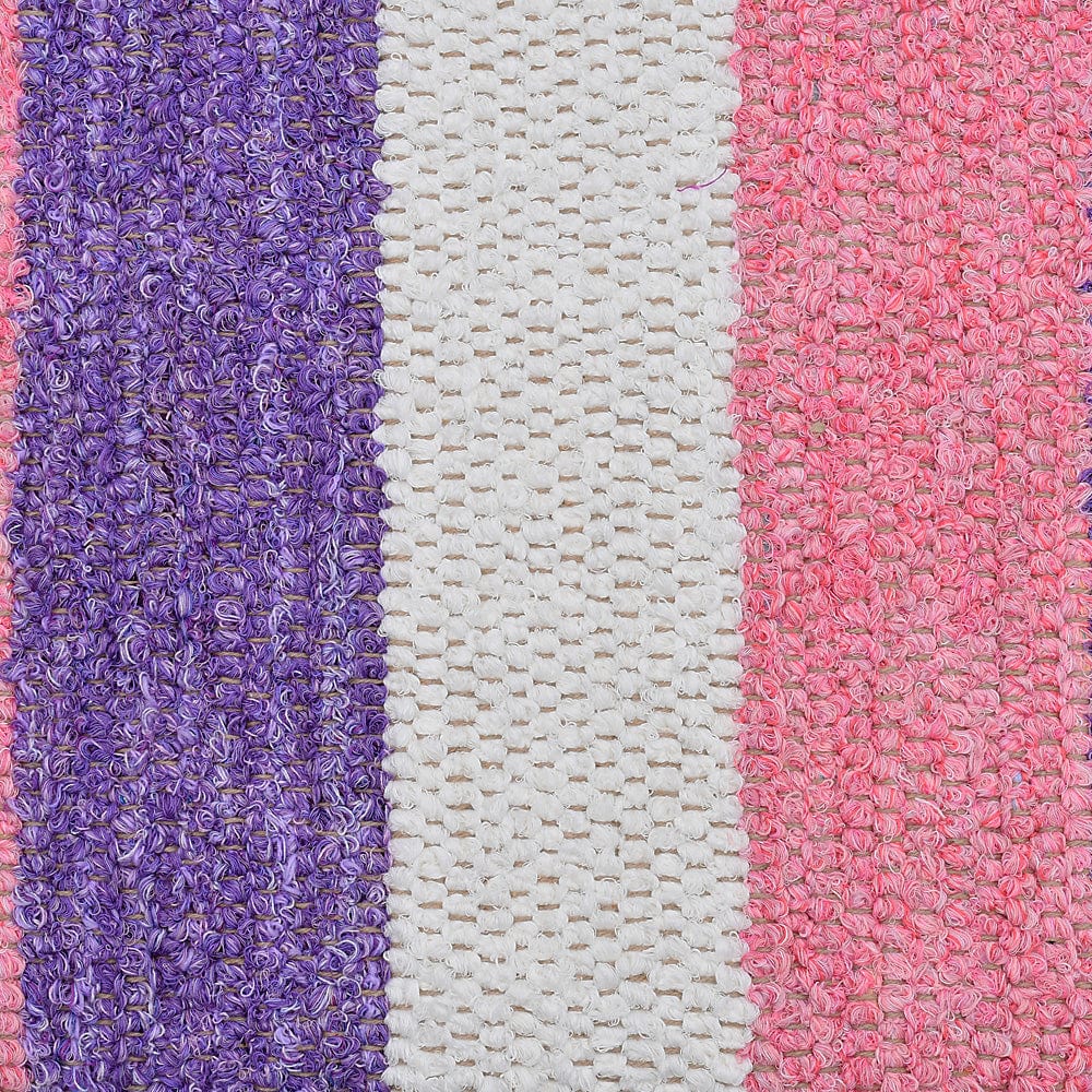 Tapis artisanal rayé rose I Tapis artisanal portugais Tapis Artisanal rayé - Rose, violet, beige