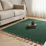 Tapis artisanal vert bouteille I Tapis artisanal portugais Tapis Artisanal - Vert bouteille