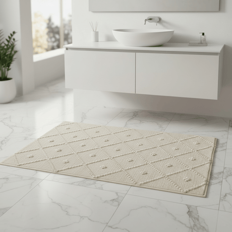 Tapis de salle de bains portugais Blanc cassé I 100x50cm Tapis de salle de bain 100x50 - Blanc cassé
