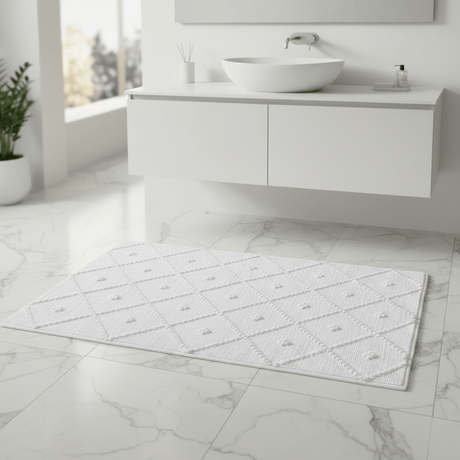 Tapis de salle de bains portugais Blanc I 100x50cm Tapis de salle de bain 100x50 - Blanc