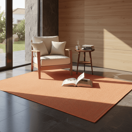 Tapis orange en fibres mélangées I Fabrication artisanale portugaise Tapis en fibres mélangées - Orange