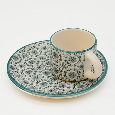 Tasse à café portugaise motifs azulejos verts Tasse à café en céramique "Padrão" - Verte