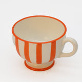 Tasse à pied en céramique portugaise rayé noir et blanc Tasse à pied "Costa Nova Mar" - Orange