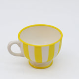 Tasse à pied en céramique portugaise rayée jaune et blanc Tasse à pied "Costa Nova Mar" - Jaune