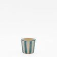 Tasse espresso Costa Nova artisanale turquoise peinte main Tasse à espresso rayée "Costa Nova Mar" - Turquoise