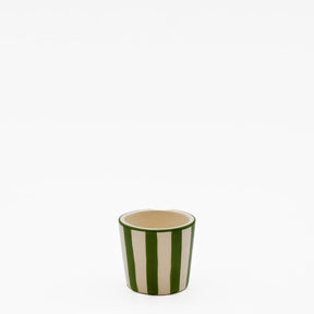 Tasse espresso Costa Nova artisanale verte peinte main Tasse à espresso rayée "Costa Nova Mar" - Vert