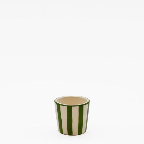 Tasse espresso Costa Nova artisanale verte peinte main Tasse à espresso rayée "Costa Nova Mar" - Vert