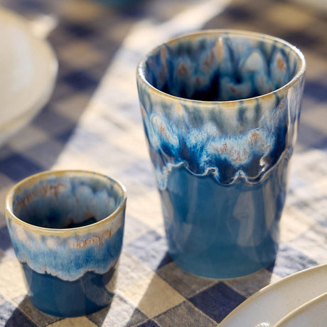 Tasse latte en grès 40cl – Design vagues portugais Tasse Latte 40cl “Grespresso“ Denim