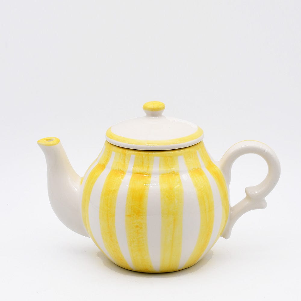 Théière en porcelaine jaune I Vaisselle du Portugal en ligne Théière rayée "Costa Nova Mar" - Jaune