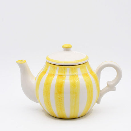 Théière en porcelaine jaune I Vaisselle du Portugal en ligne Théière rayée "Costa Nova Mar" - Jaune