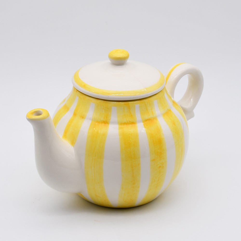 Théière en porcelaine jaune I Vaisselle du Portugal en ligne Théière rayée "Costa Nova Mar" - Jaune