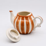 Théière en porcelaine orange I Vaisselle du Portugal en ligne Théière rayée "Costa Nova Mar" - Orange