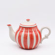 Théière en porcelaine rouge I Vaisselle du Portugal en ligne Théière rayée "Costa Nova Mar" - Rouge