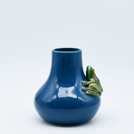 Vase bleu en céramique traditionnel du Portugal avec des grenouilles Vase en céramique "Rãs" - Bleu